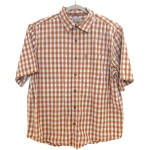 Carhartt Shirt Mens 2XL Orange Plaid Short Sleeve Button Up Relaxed Fit 100139